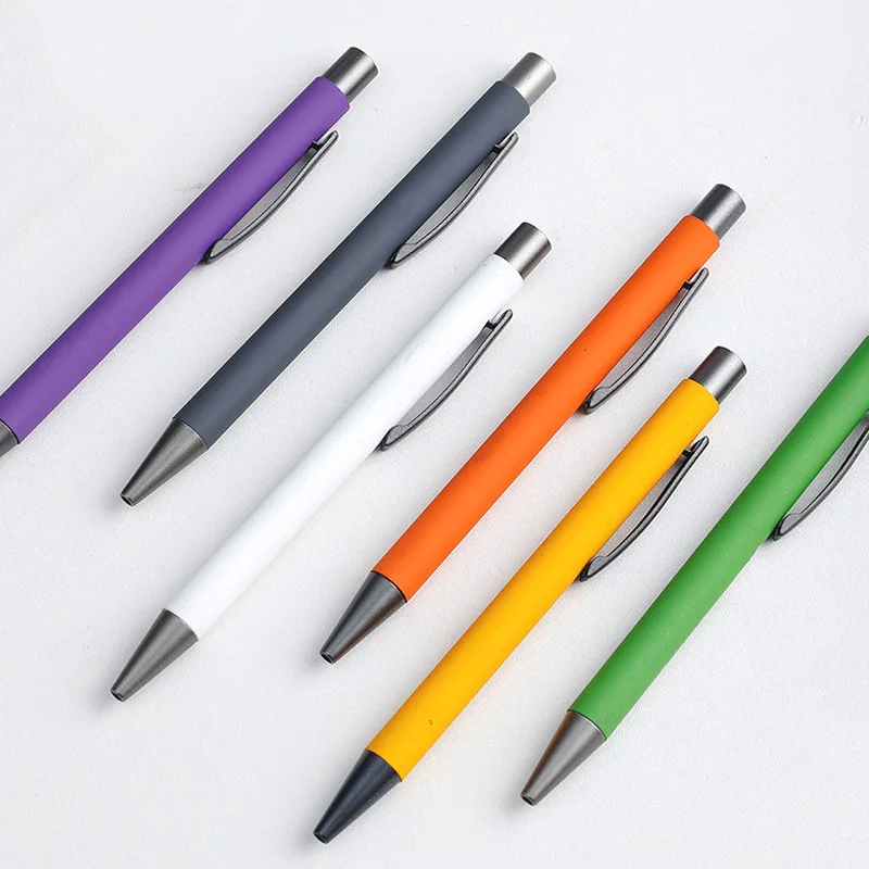 custom logo retractable metal ballpoint pens school office supplies writing black ink ball pens