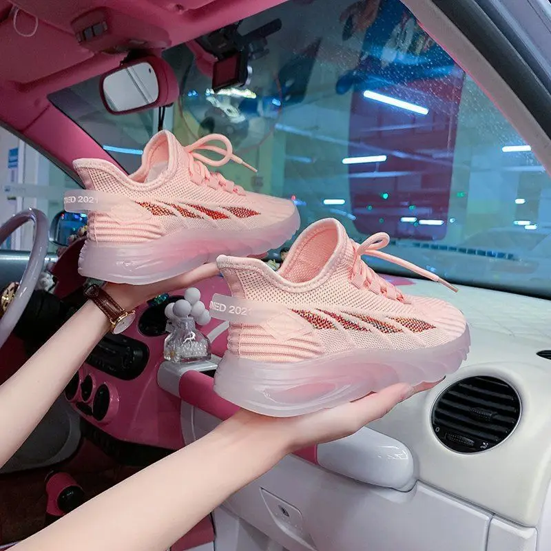 Woven Shoes Women Sneakers Sports Canvas Sneakers Comfortable Walking Style Shoes Stock Colorful Sole Jelly Shoes