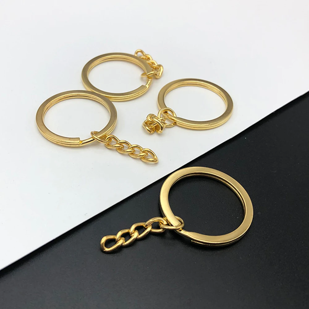 Factory Wholesale 25-30mm Gold Flat Metal Keychain Ring Kit Bulk Keyring for Resin DIY Crafts