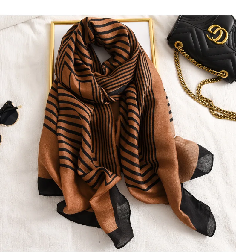 2021 модная длинная шаль в полоску большого размера, 31 вид, новейший дизайн с принтом «гусиная лапка», хлопковый льняной шарф для женщин