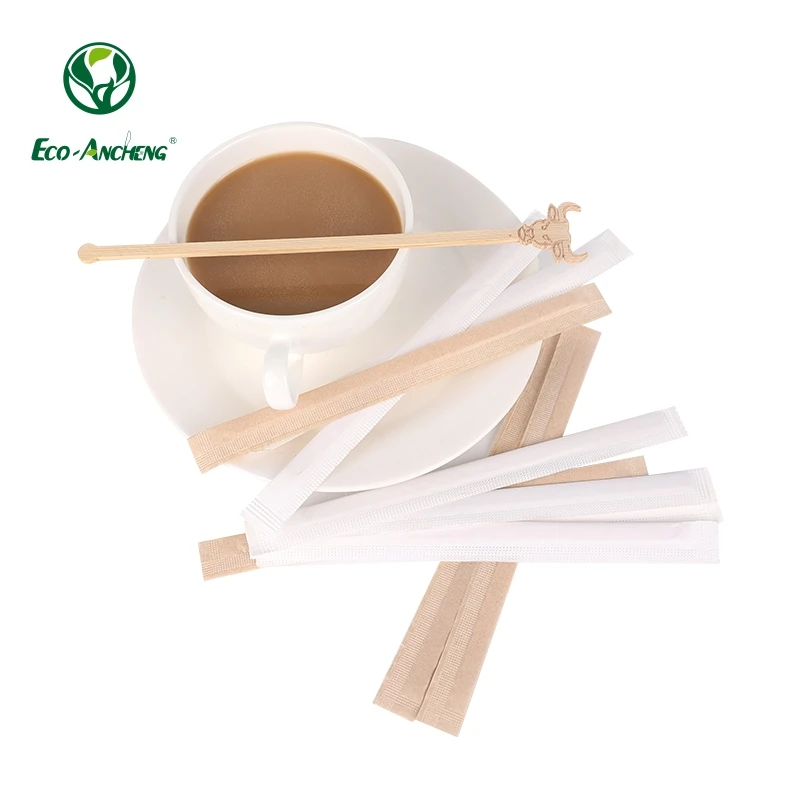 Biodegradable Birch Disposable Wooden Coffee Stirrer Sticks With Individually Wrapped