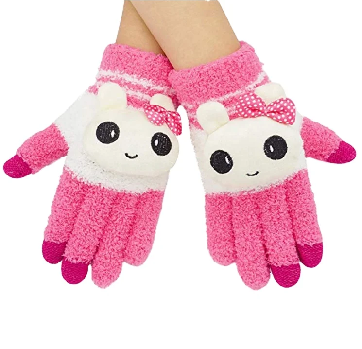 Popular Girls Touchscreen Knit Microfiber Gloves Winter Warm Panda Texting Mitten for iPad iPhone