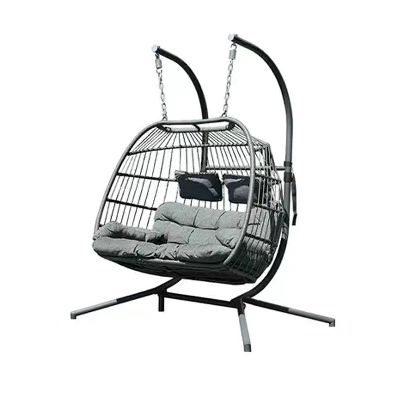 Outdoor Living Room Standing Egg Chair Foldable Egg Chair PE Plastic Rattan Weave Egg Chair Cheap Outdoor Furniture
