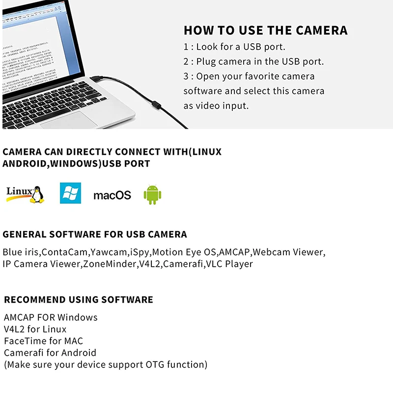 Geniuspy 3.6mm Pinhole Lens Mini USB Mac/PC/Desktop/Laptop Web Camera Small Size 2M Cable HD 1080P USB Computer Camera