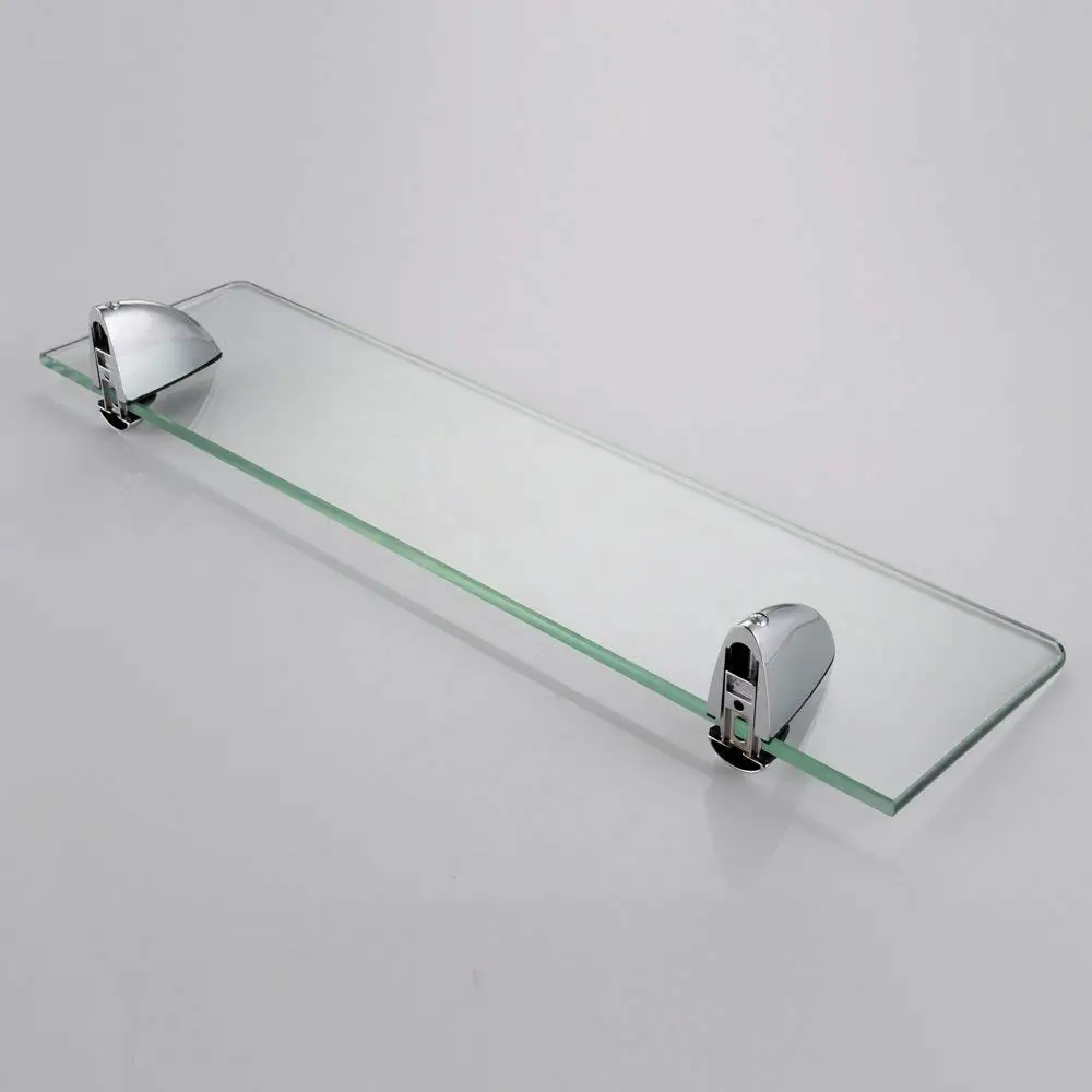 Tempered glass Bathroom Shelf Shower Organizer Wall Mounted, Polished Bracket