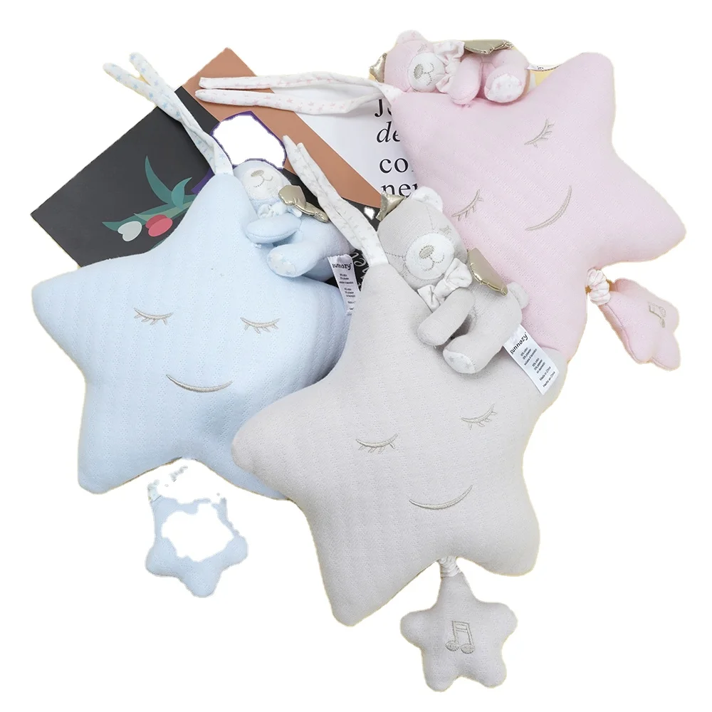 wholesale newborn baby  Soft and comfortable plush star bear plush ring Baby rattle hanging toy