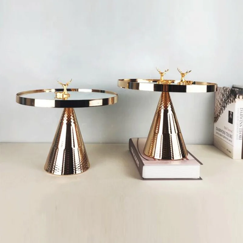 Mirror Cake Stand Set Round Plate mirror Tray for Wedding Birthday Party Decoration