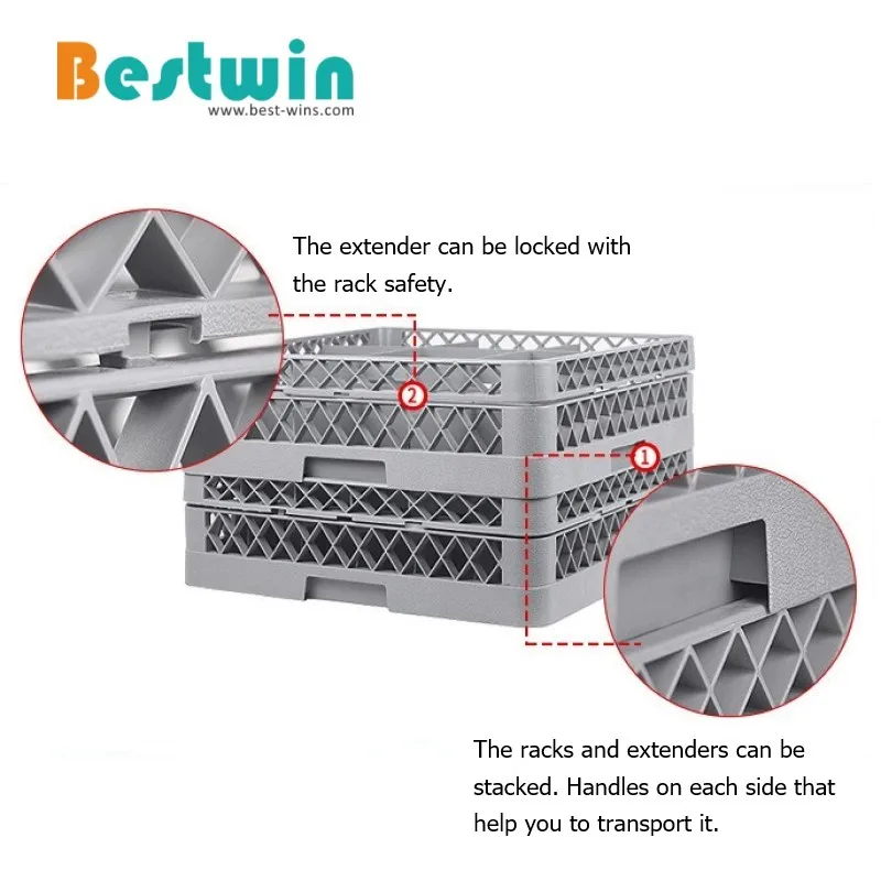 25-Compartment Commercial Kitchen Glass Rack Dishwasher Basket Plastic Dishwasher Tray