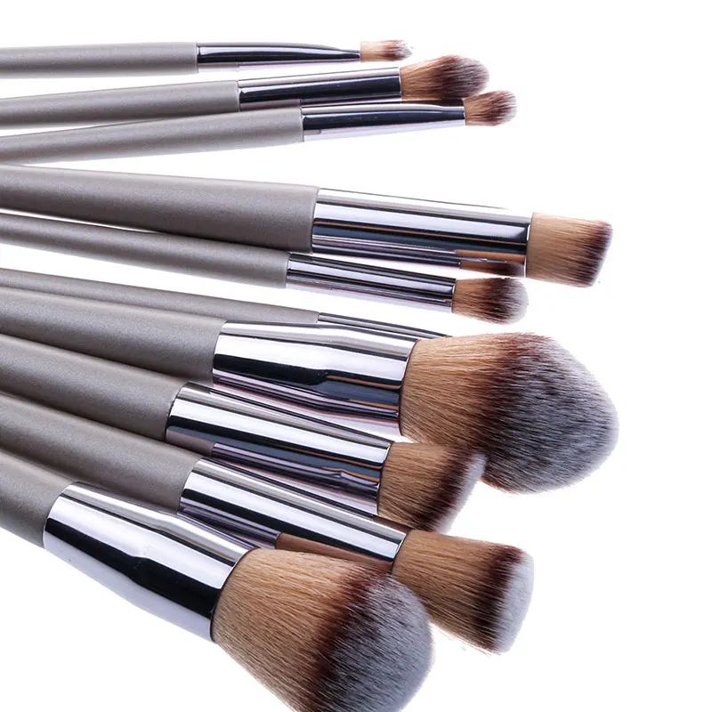 Factory Price Newest Broom Tufting Cosmetic Machine Liner Brush Makeup 10 In1 Wooden Makeup Brush