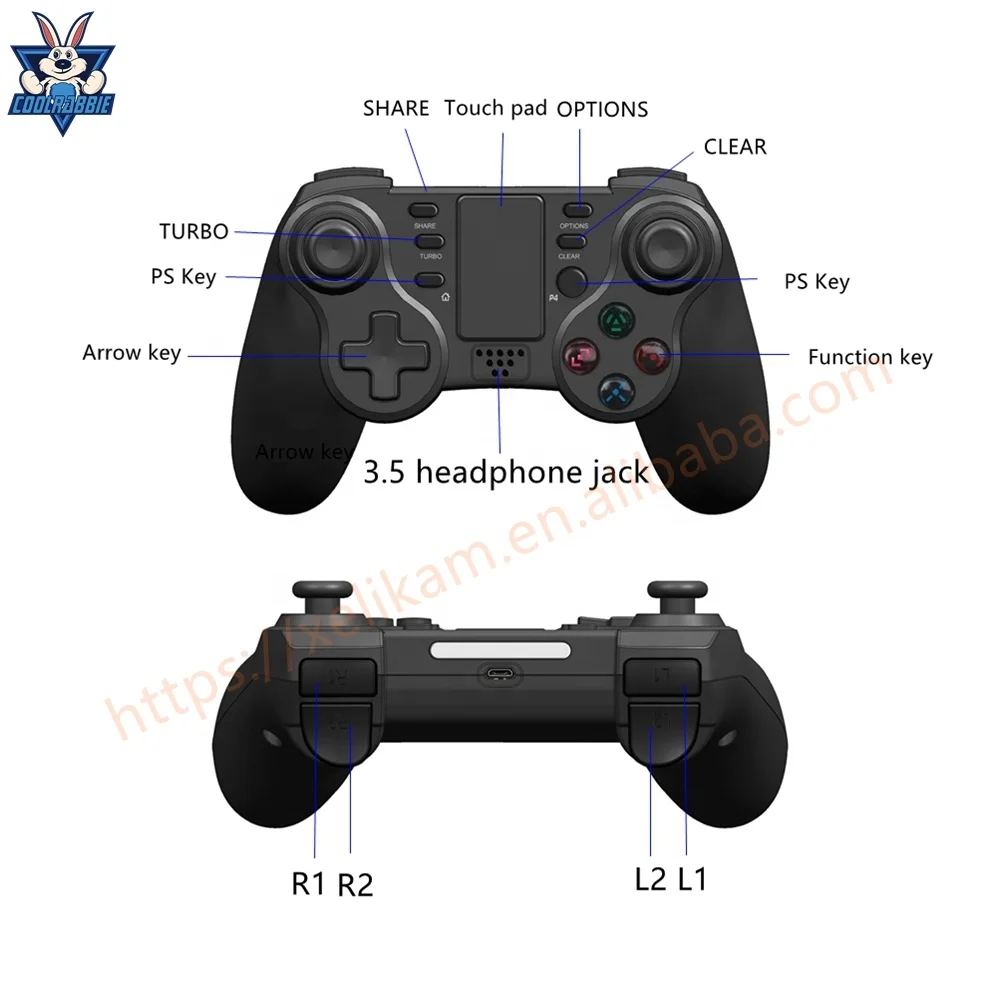 CoolRabbie 2023 Factory New Design for PS4 Wireless Gamepad Game Controller PC Gaming Joystick For PS4 Gamepad