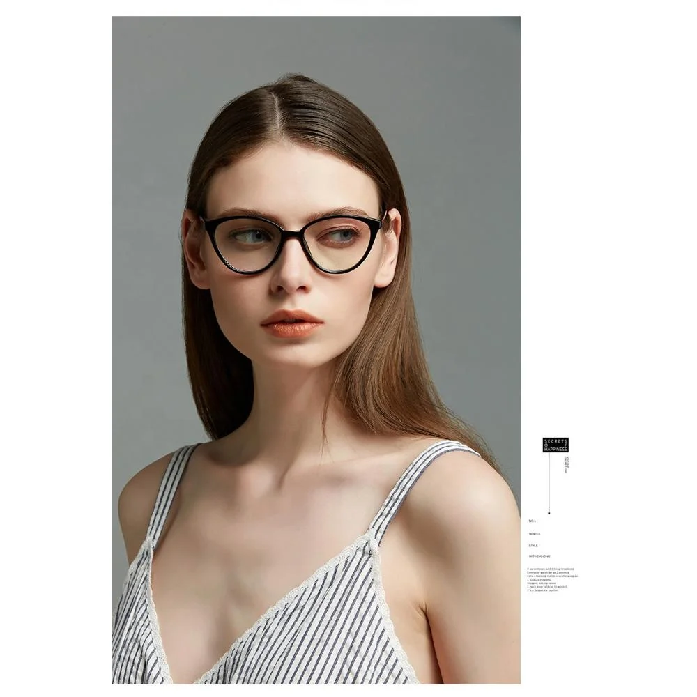 Anti Blue Light  Square Optics Glasses Frame Retro Women Metal Decoration cat eyes Frames Plastic glasses