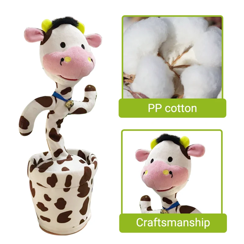 Dancing and music plush toys new cow dancing plush toy light record