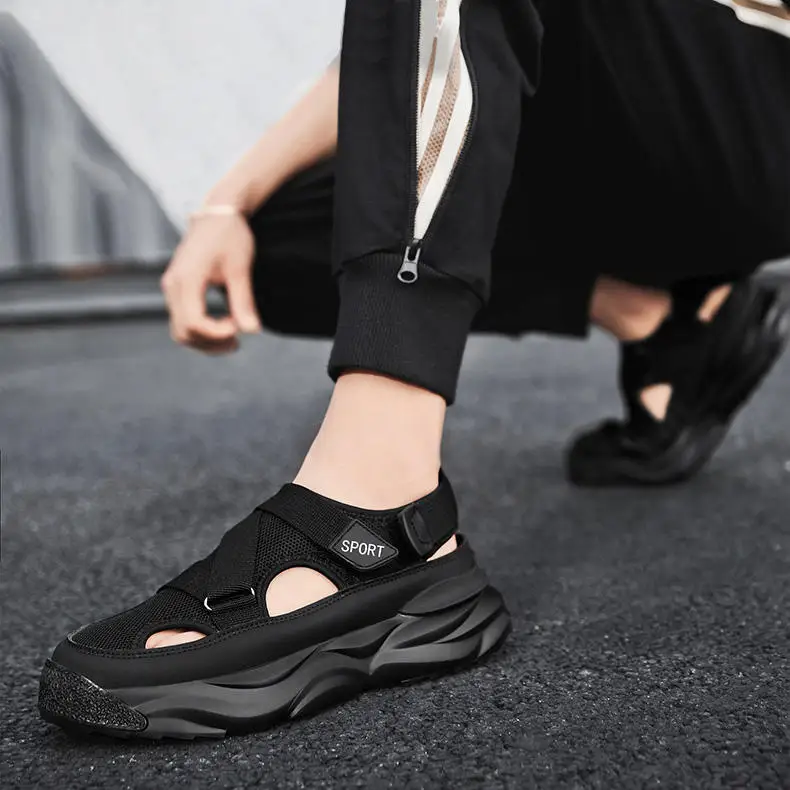 Other Trendy Men Casual Shoes Sandals Fabric Soft Soles Beach Upper Thick Sole Outdoor Sports Walking PVC Elastic Band Round Toe