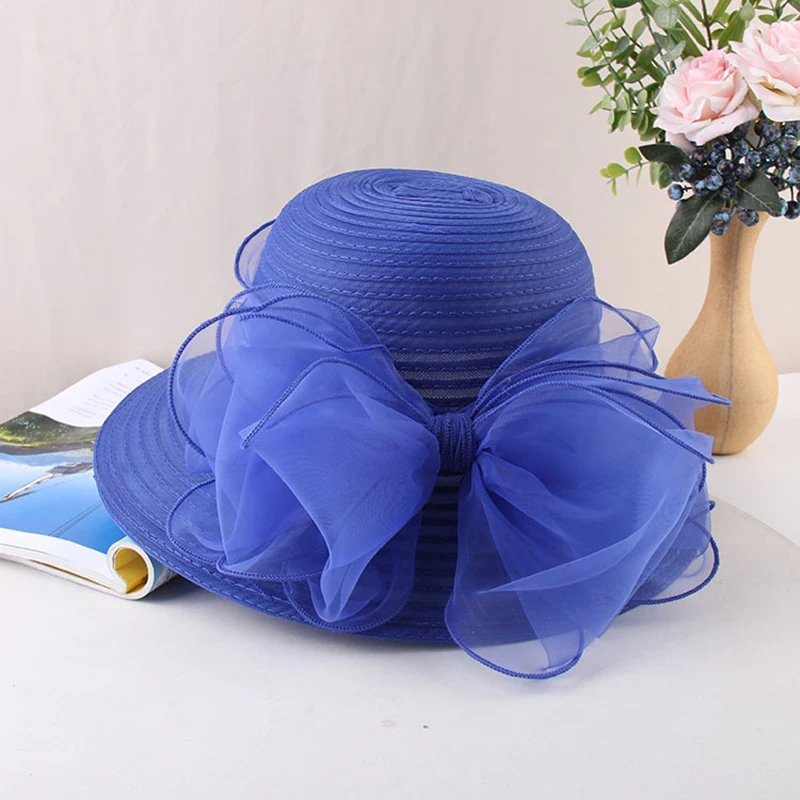 High Quality Handmade Lady Sinamay organza party Hat Wedding Wholesale Women Church Hat