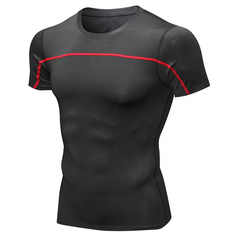 Low MOQ Custom High quality GYM Wear Compression Men Shirt  Clothing,elastic Quick-Drying Clothes Reflective night run
