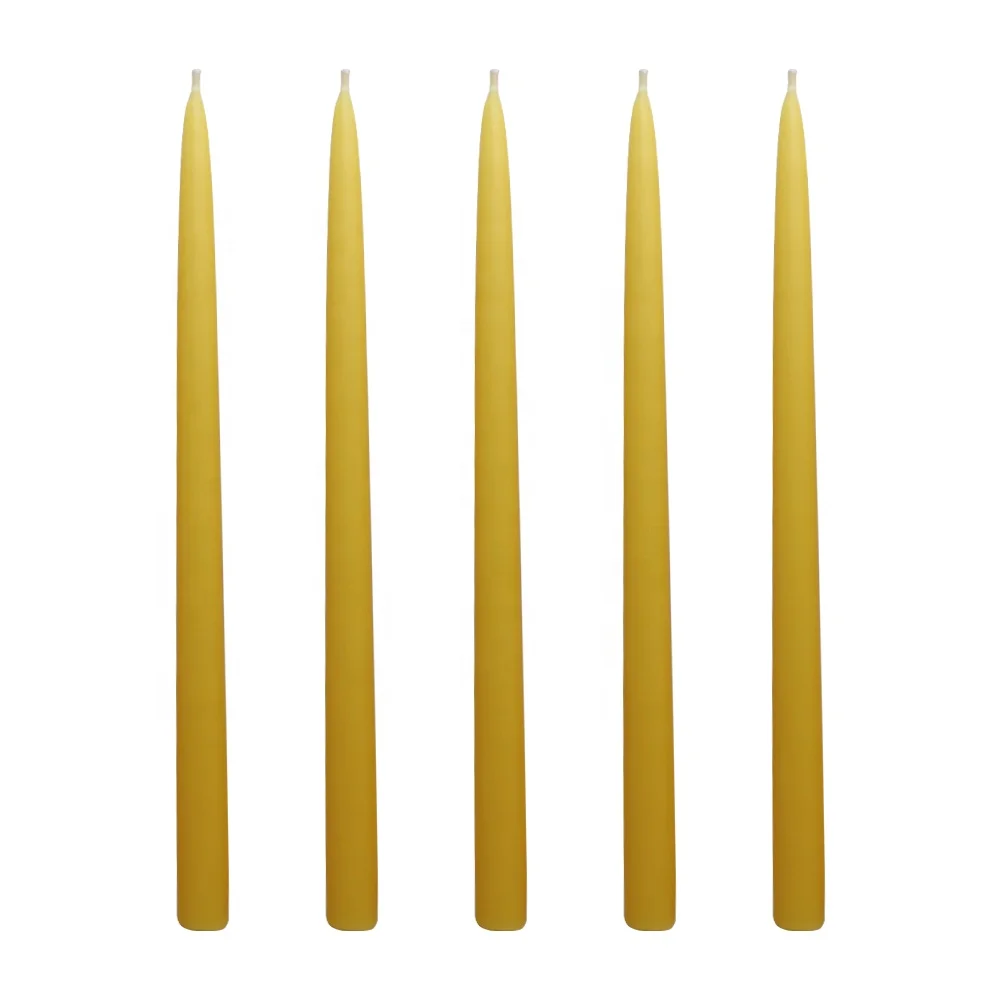 Hot selling professional suppliers yellow 100% natural pure beeswax taper candles