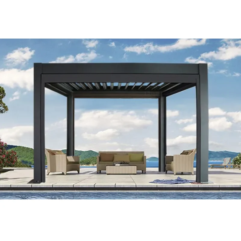Outdoor Luxury Pergola Motorized Awning Louvered Roof  Waterproof  Louvre Outdoor Gazebo Sunroom Aluminum Alloy Pergola