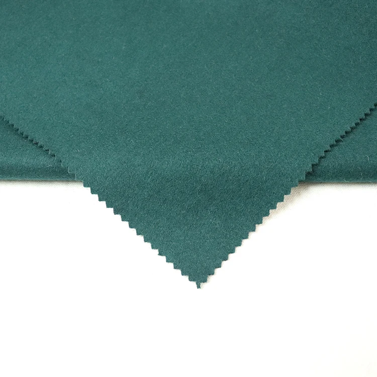 
green color 60%W 40%OT customized wool blend melton fabric for suits 