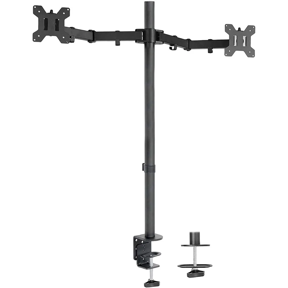 MG Extra Tall Dual Monitor Stand Up Desk Mount Extra Tall 32 inch Pole Fully Adjustable Stand for up to 27 inch Screens