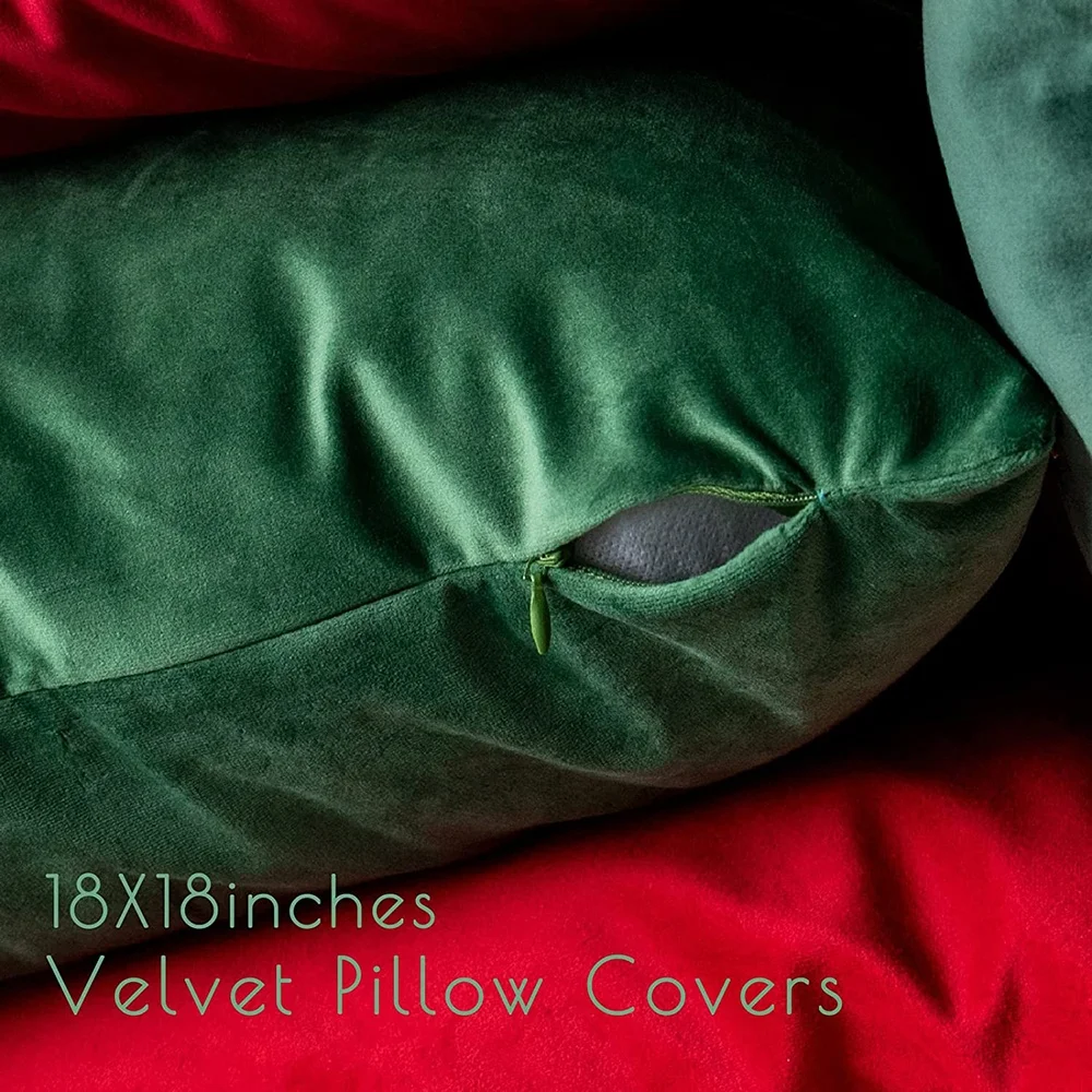 High-quality classic soft velvet fabric Christmas colorsThrow Pillow Covers for Sofa Couch Living Room Bedroom 18x18inch