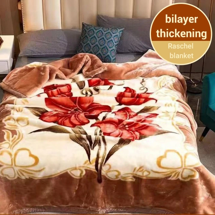Amity Factory Thickened Blanket Printed Winter Double Layer Warm Blanket Home Raschel Cover Blanket
