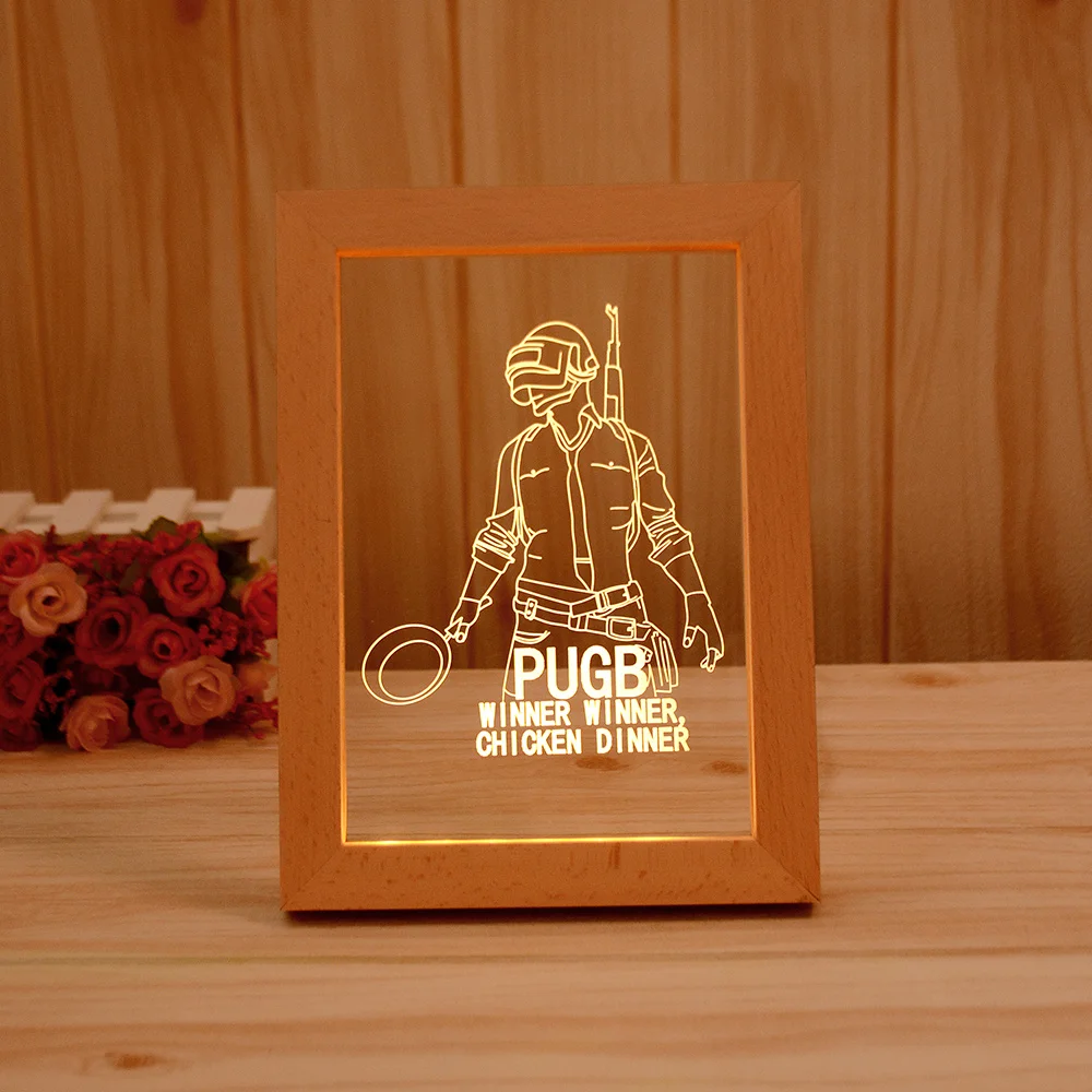 Hot Sale Eco friendly High Quality Customized 5V USB Powered Wooden LED Photo Frame 3D Night Light