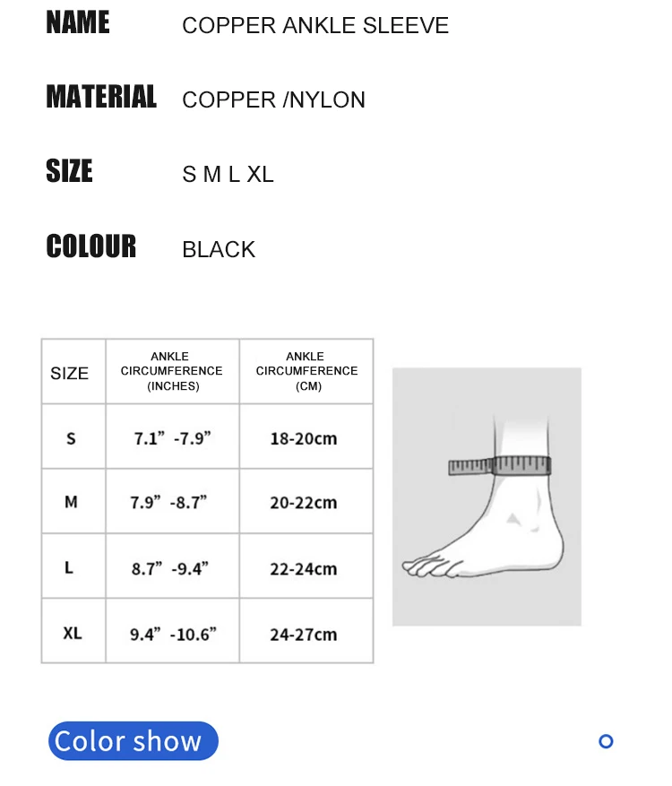 Sports Protection Copper Ankle Support Infused Foot Compression Sleeves for Men and Women Plantar Fasciitis Recovery Ankle Brace