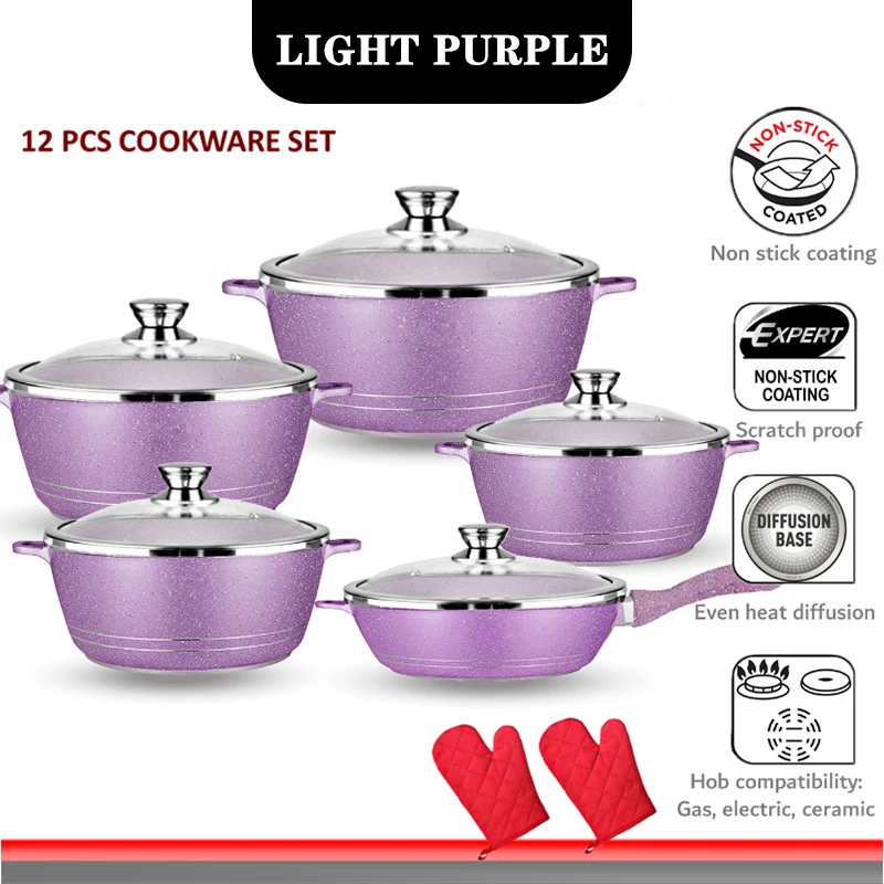 High Quality Aluminum Cookware Set 12pcs Dessini Nonstick Fry Pan juego de ollas kitchenware pot set