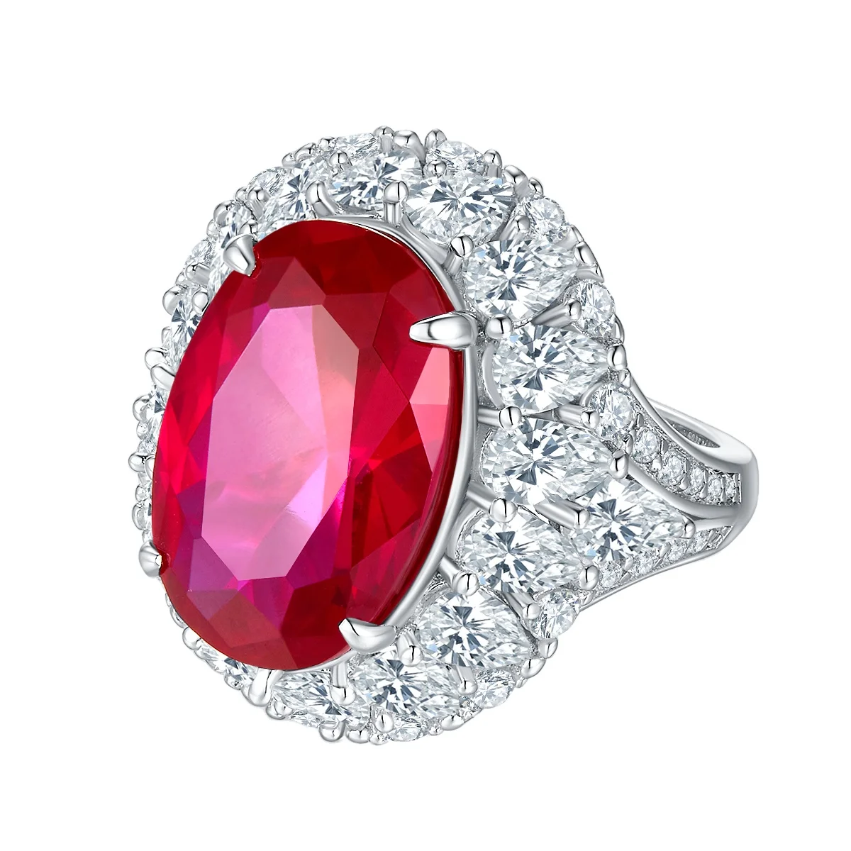 High Quality Red Gemstone Custom 925 Sterling Silver Ring fine jewelry women wedding ruby rings