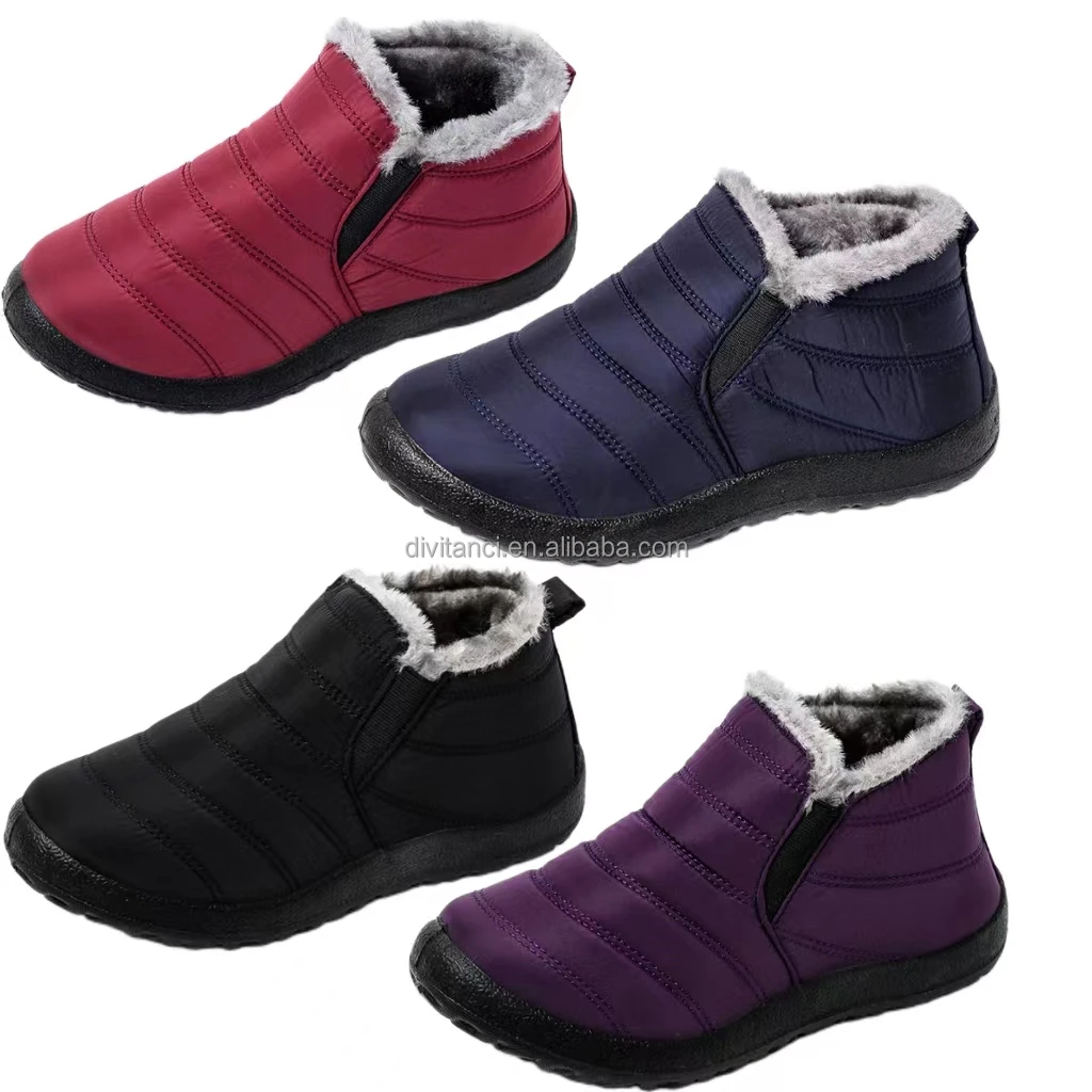 Best seller new fashion Plus Size 46 47 fur winter fuzzy fur classic short quilted boot snow boots for women