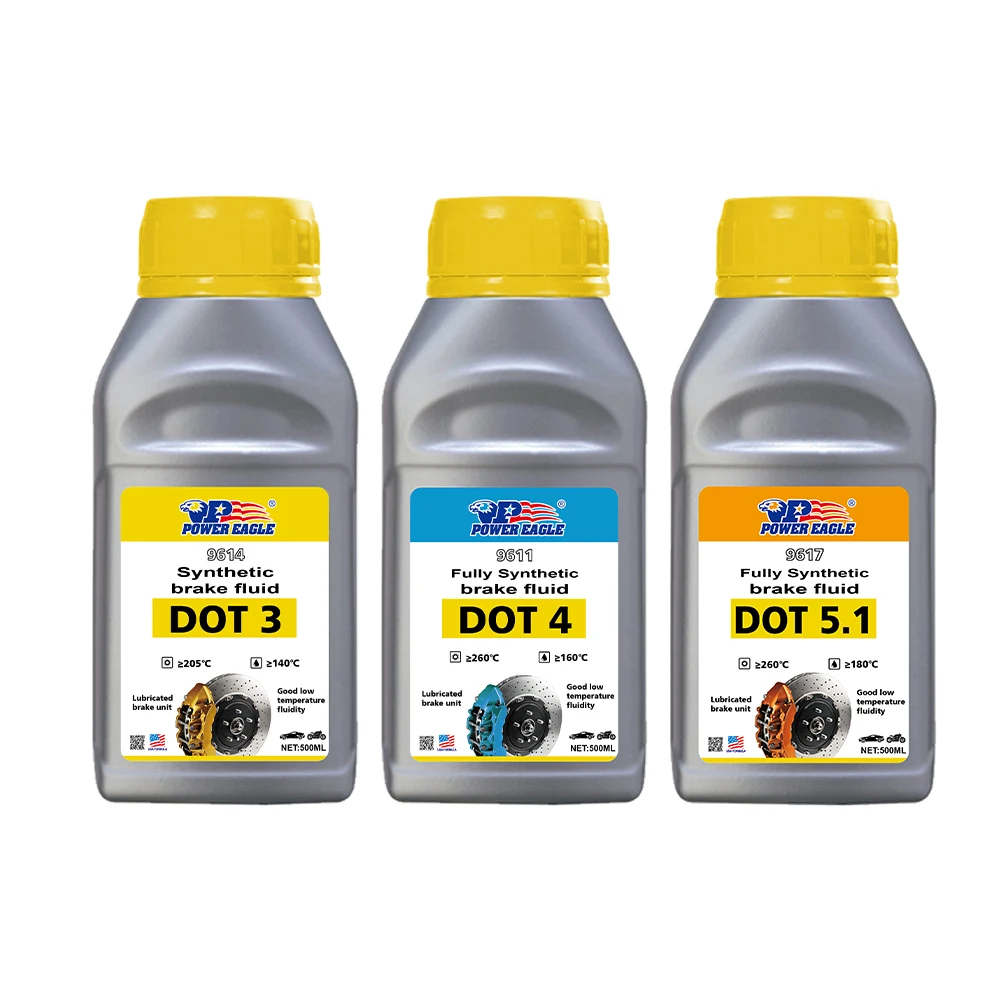 Powereagle Brand Car Brake Lubricants oil 250ml/1l Fully Synthetic Dot4 Brake Fluid Dot4