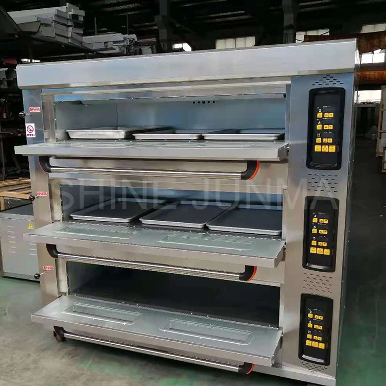 guangdong 3 deck 9 tray industrial baking machine commercial oven bakery equipment electric deck oven gas bread oven
