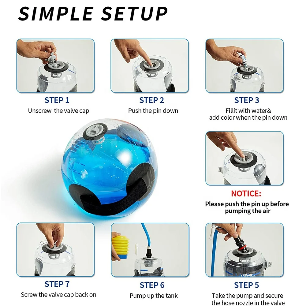 Custom Logo Color Pvc Round Shape Adjustable Ball Shape Lifting Aqua Training Water Dumbbell Sandbag Fitness Power Aqua Bag