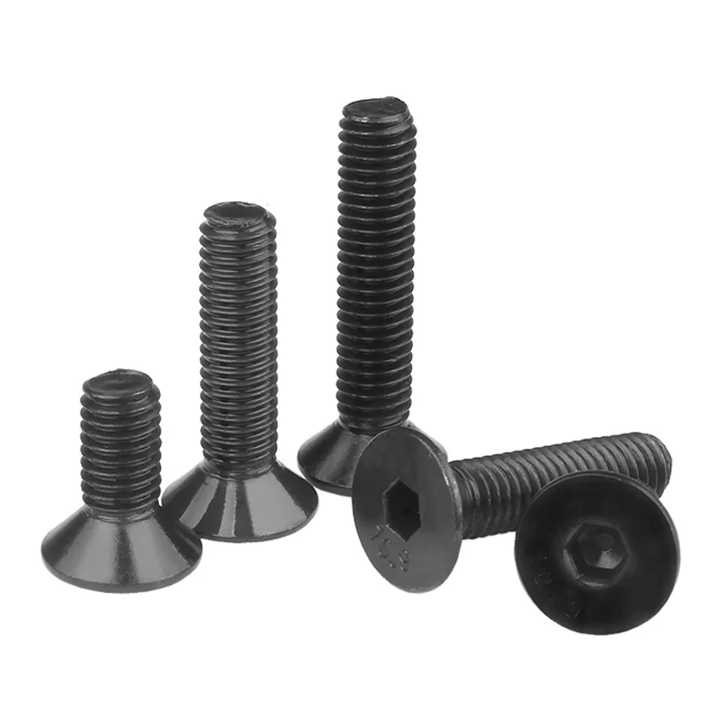 DIN7991 metric black m2 m2.5 m3 m4 m5 m6 m8 grade 10.9 black oxide flat  hexagon socket countersunk head cap screws