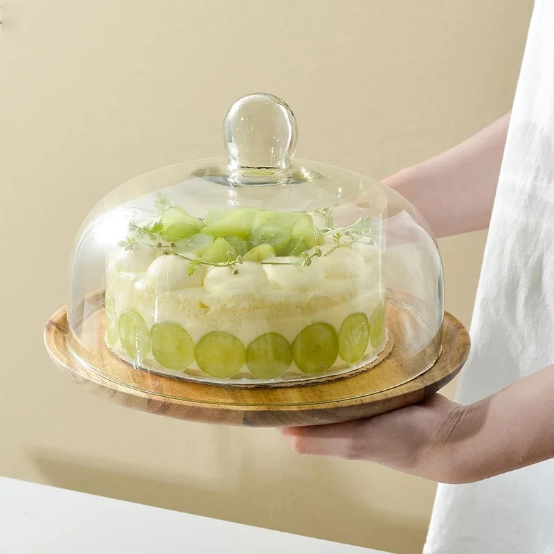 High quality large crystal glass cake dome cheeze dome cover clear glass cake dome