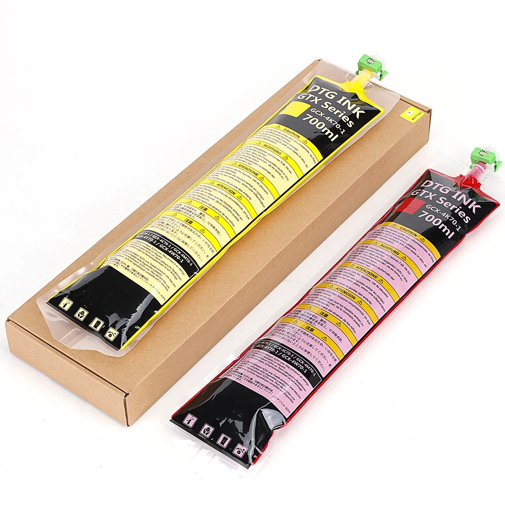 Xcellent hot selling 5 colors 700ml textile pigment ink bag GTX digital textile ink bag For Brother GTX GTXPro Series Printer