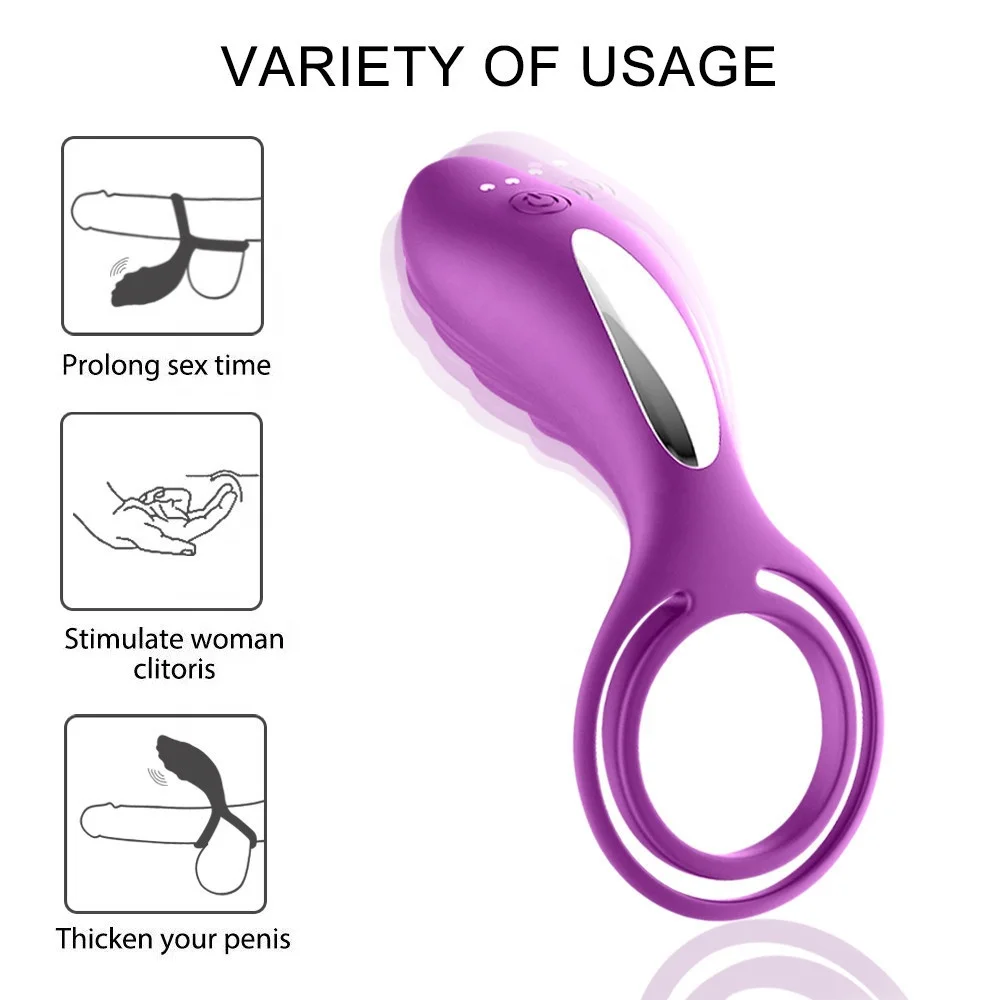 Male Sex Toys Textured Double Vibrating Cock Ring With App Control For Mutual
