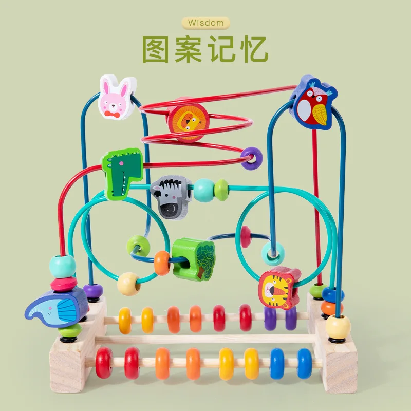 Factory Supply hot sale cheap wooden toys rorys story cubes montessori toy Blocks Model Building maze beads baby toys 1 year