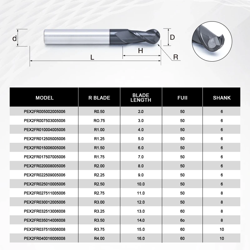 ZHY tungsten carbide cnc ball nose end mill direct from stock cnc milling cutting tools