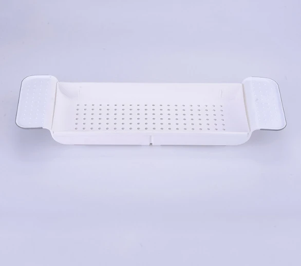 Expandable Drain Bath Shelf Caddy Tray, Multifunctional Plastic Bathtub Tray Bathroom Organizer