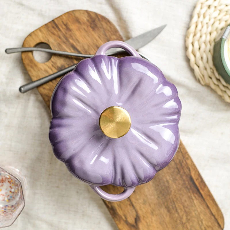 Hot Sale Pumpkin Shaped Classic Nonstick Deep Dutch Oven with Lid and Dual Handle
