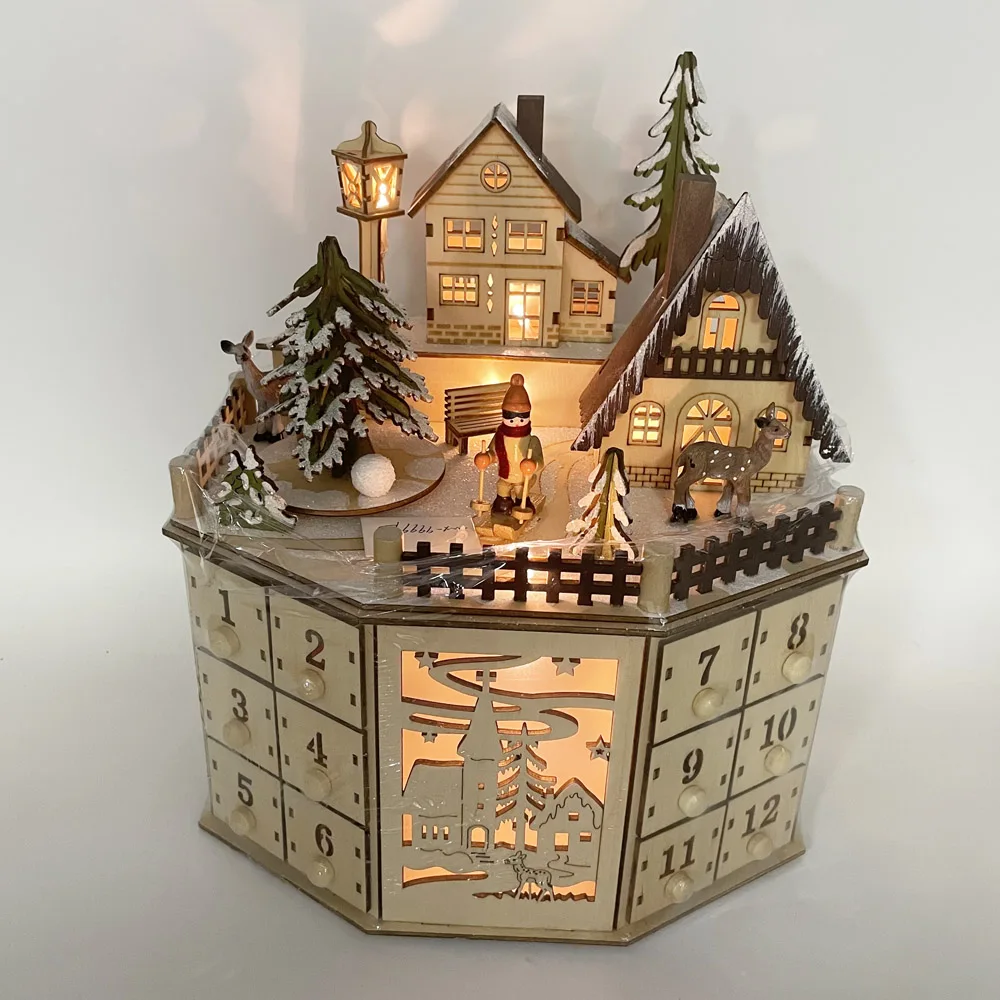 3D Plywoord Лазерная вырезка Рождественский деревянный календарь