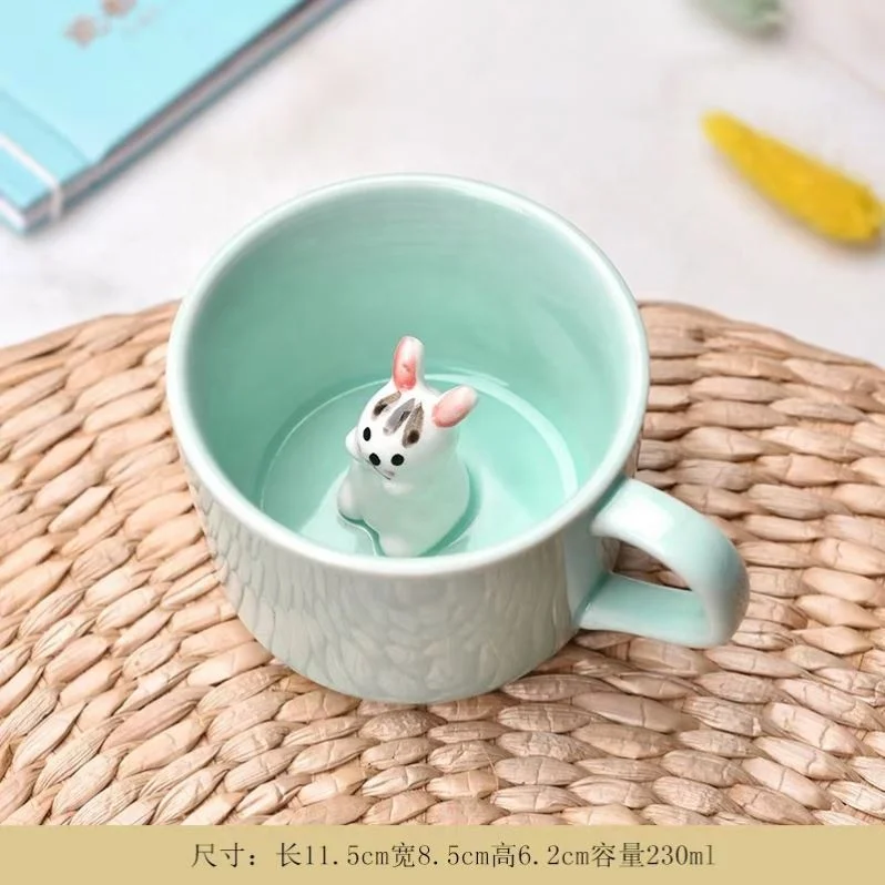 Cute Small Animals Ceramic Milk Mug Cartoon 3D Coffee Tea Mugs Breakfast Cup Novelty Gifts 230ml