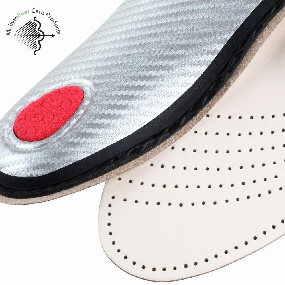 Factory Wholesale Breathable Cushioning Pressure Genuine Leather Cowhide orthotic Support Insoles
