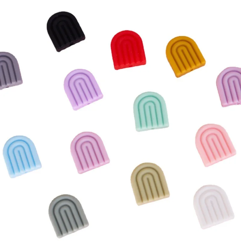 Hot Custom beads teether baby christmas chew rainbow soft Bulk western BPA Free silicone focal beads Wholesale halloween lanyard