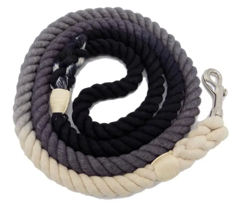 5ft Multi-colored Braided Ombre Cotton Rope Dog Leash