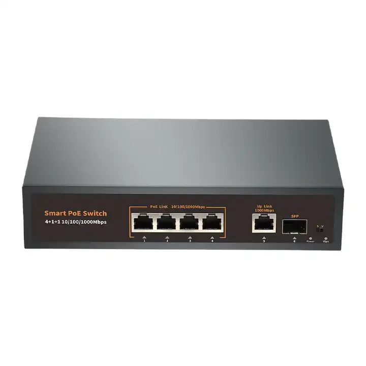 4 Port POE Switch 10/100/1000Mbps Smart Standard Switcher with IEEE802.3af/at for IP Camera,NVR,Security Surveillance