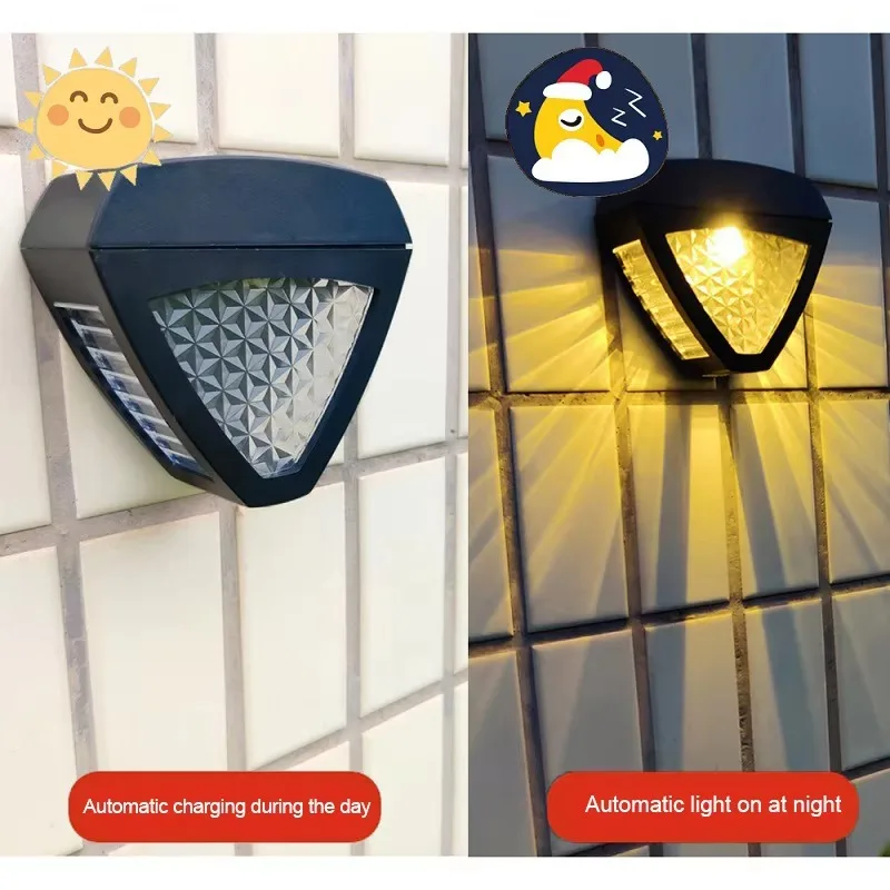 Outdoor LED solar wall light waterproof light sensor warm fence courtyard staircase decoration solar wall light