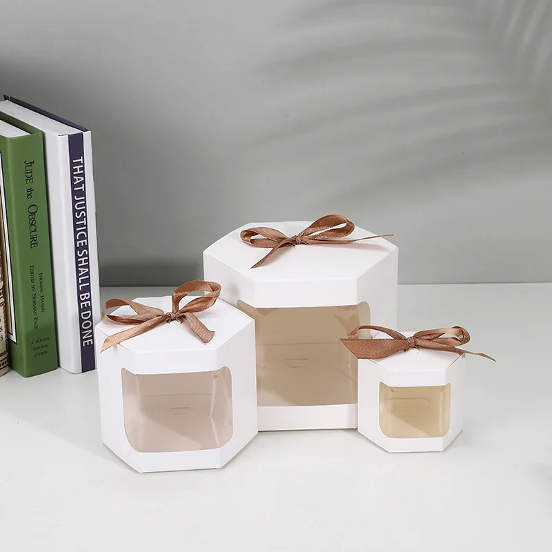 IMEE Recycle Assorted Bright Colors Gable Box Portable Paper Cake Bag Breakfast Candy Cheese Cake Box with Window