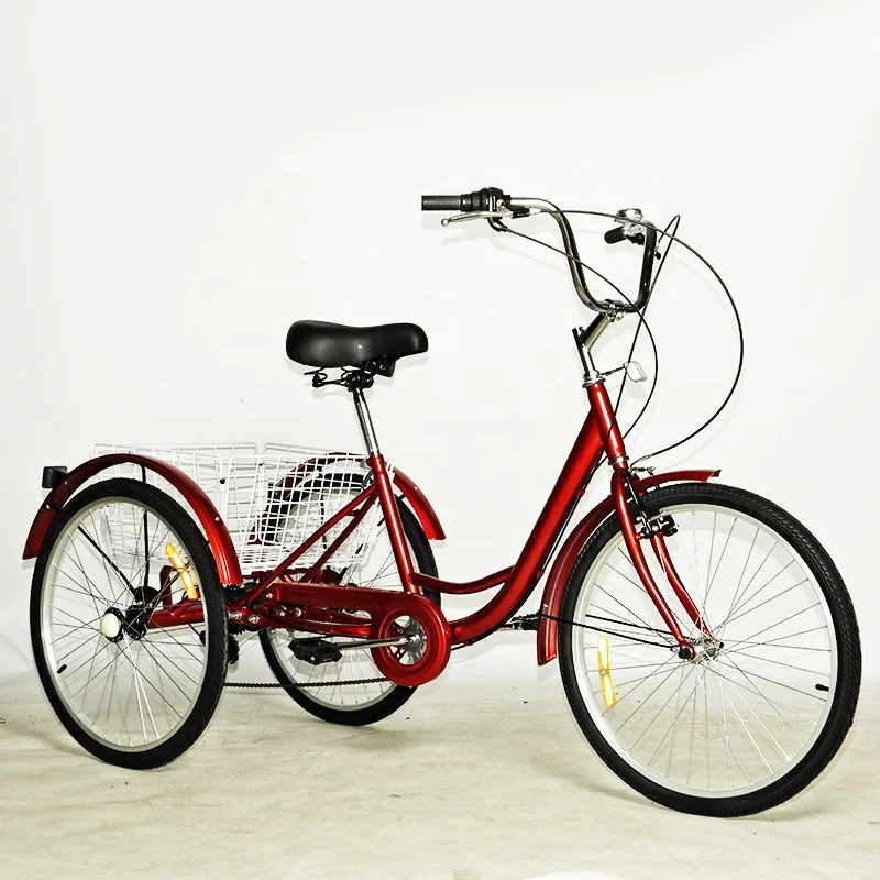 Bike 24inch 7 Speed Senior Pedal Tricycles Human Basket Cart Tricycle